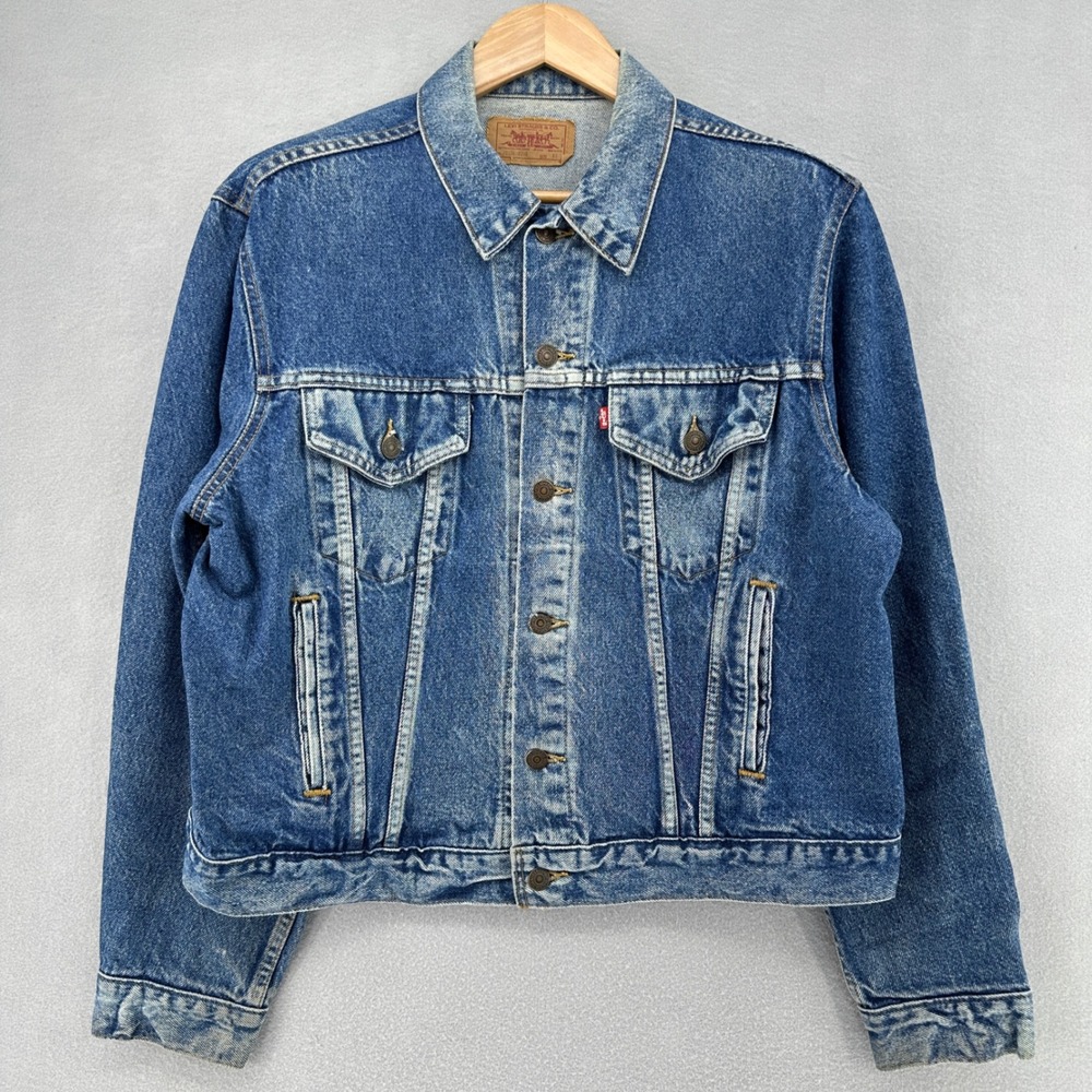 VTG 80s Levis 70506 Denim Trucker Jacket Mens 48 Made in USA Medium Wash Coat